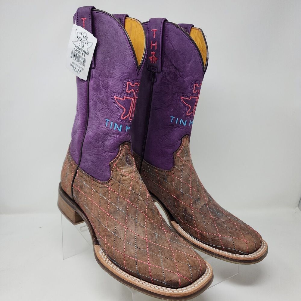 Tin Haul Western Boots Womens 9.5 B Rodeo Sweetheart Cowgirl Embroidered Leather